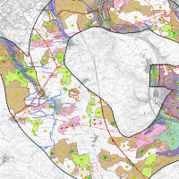 Ausschnitt aus der Karte zur Landschaftsbildbewertung einer Umweltverträglichkeitsstudie Ausschnitt aus der Karte zur Landschaftsbildbewertung einer Umweltverträglichkeitsstudie