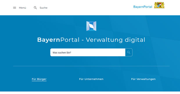 Startseite des BayernPortal