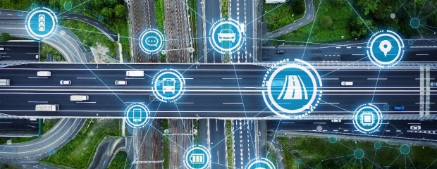 Das Bild zeigt die digitale Vernetzung der Verkehrsmittel untereinander. Das Bild zeigt die digitale Vernetzung der Verkehrsmittel untereinander.