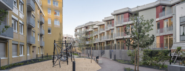 65 Wohnungen und 6 Town-Houses der BayernHeim GmbH in der Hansastraße in München