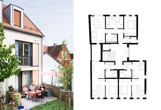 Der Grundriss zeigt ein Geschoss des Wohnhauses in dem drei gut funktionierende, praktische Wohnungen untergebracht sind. Der Grundriss zeigt ein Geschoss des Wohnhauses in dem drei gut funktionierende, praktische Wohnungen untergebracht sind.