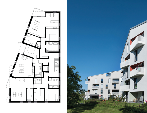 Der Grundriss des Hauses zeigt ein Geschoss mit unterschiedlichen Wohnungsgrößen. Die Wohnungen verfügen über offener Wohnküchen. Der Grundriss des Hauses zeigt ein Geschoss mit unterschiedlichen Wohnungsgrößen. Die Wohnungen verfügen über offener Wohnküchen.